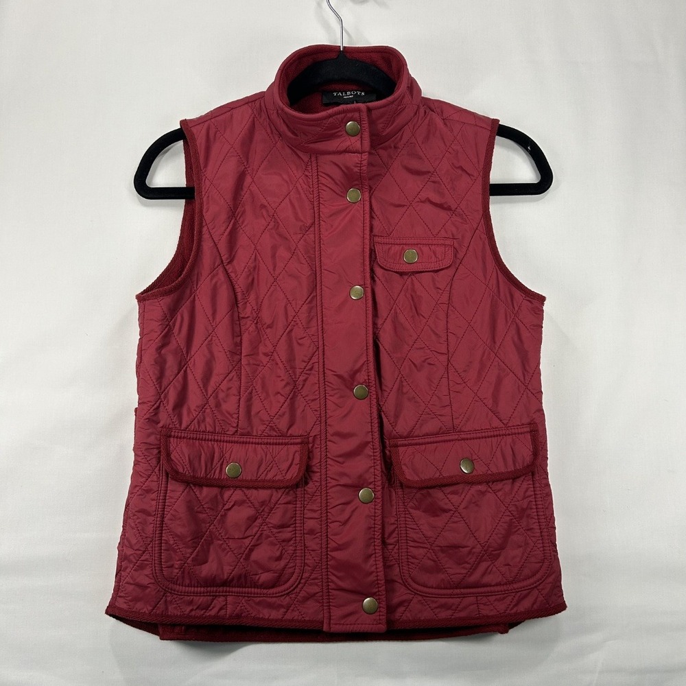 Talbots‎ Vintage 2000S/ Y2K Woman's Fleece Lined Thermal Vest Small Petite Red